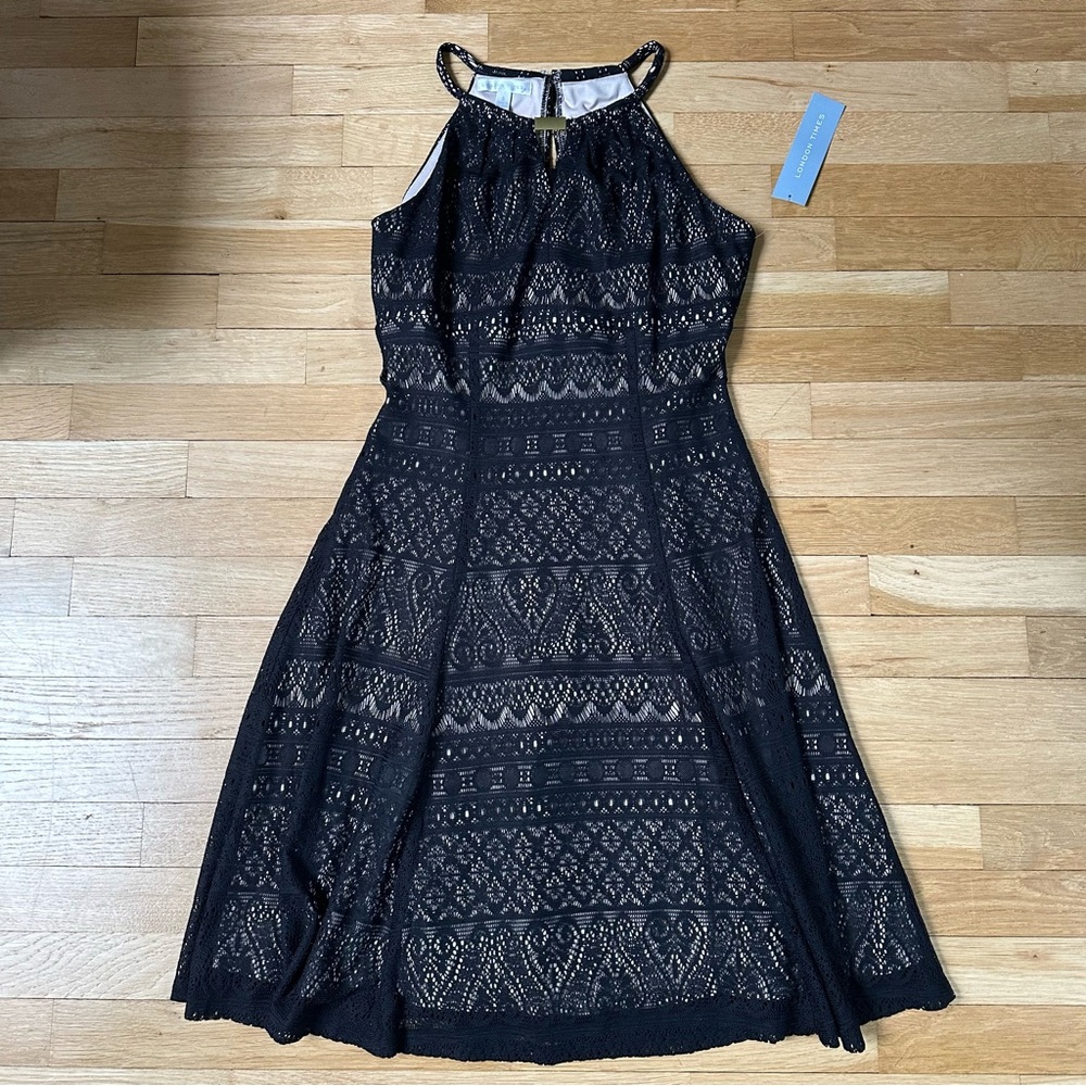 NWT - London Times Cocktail Dress Black and Nude